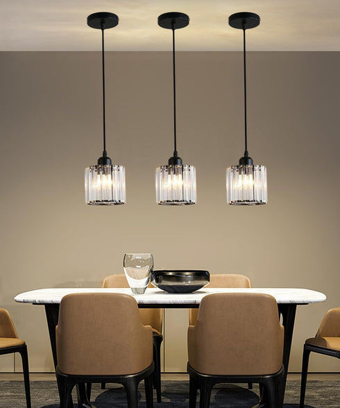Meimond 1 Bulb Crystal Pendant Lights Black Light Cluster Ceiling,Modern Hanging Light Fixture for Kitchen