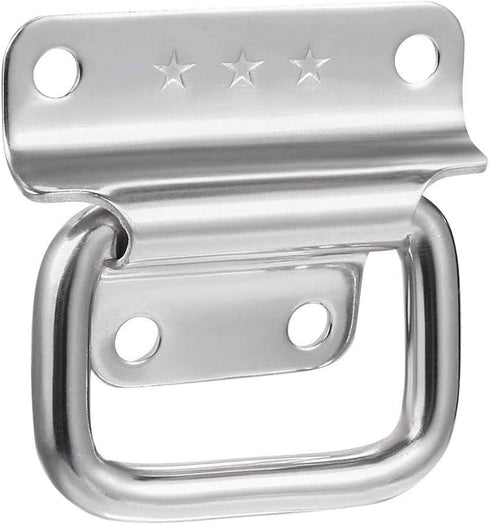 XMHF 2 Inch Pull Ring Handle - Stainless Steel Foldable Boat Hatch Latch Cabinet Lifting Ring Pull Handle (Pack of 2)