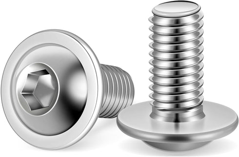 M8-1.25 x 18mm Flanged Button Head Socket Cap Screws, Fully Threaded Stainless Steel 18-8 (304), 25 PCS, Allen Drive