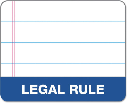 TOPS Docket Writing Tablet, 8-1/2 x 11-3/4 Inches, Perforated, White, Legal/Wide Rule, 50 Sheets, 6 Pads