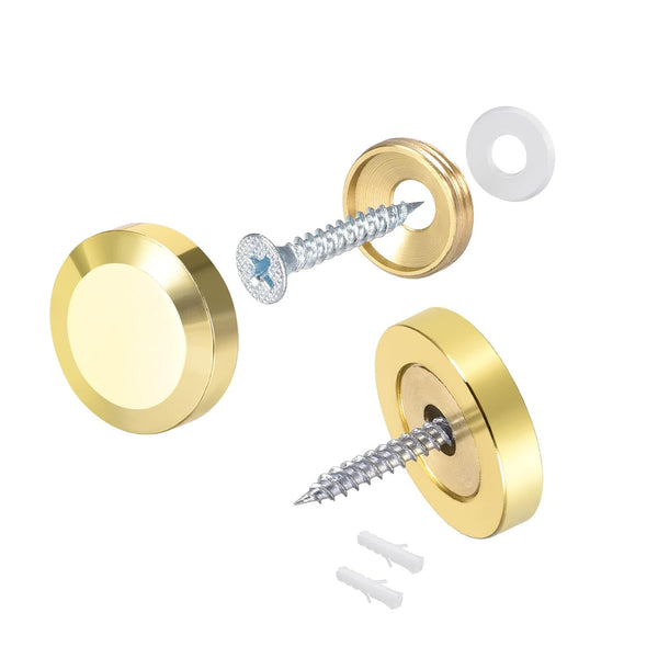 METALLIXITY Mirror Screws (25mm/0.98") 2Pcs, Decorative Brass Polished Cover Cap Nails