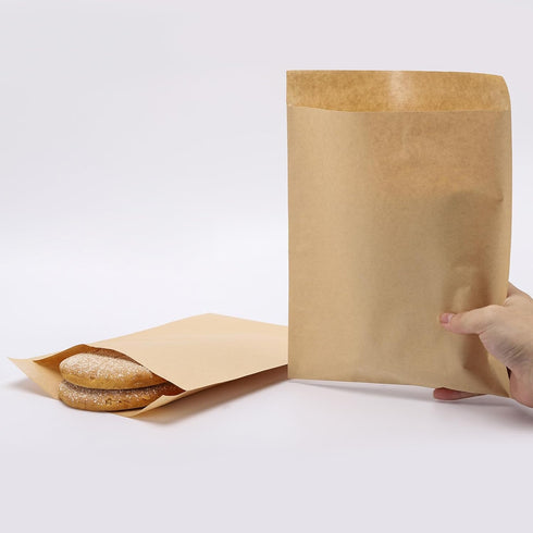 200 7.9 8.6 Inch Pcs Paper Sandwich Bags x Greaseproof Wax-lined Brown Lunch Bag Bakery Bags for Cookies Sandwich