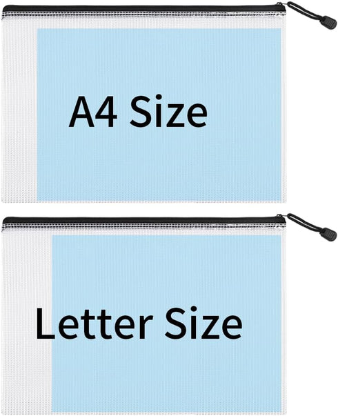 EOOUT 24pcs Mesh Zipper Pouch Bags, Plastic Zipper Bag for Organizing, 13.5x9.5 Inches Letter Size, A4 Size for Office