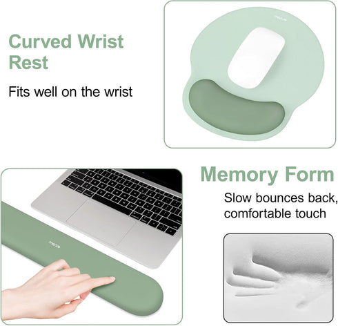 Set, MOSISO Wrist Rest Support for Mouse Pad&Keyboard Circle Curved Ergonomic Mousepad&Coaster Non-Slip Base
