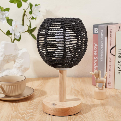 BENECREAT Small Boho Shades Replacement, Black Paper Cord Lampshade Woven Pendant Light Covers Retro Lampshade