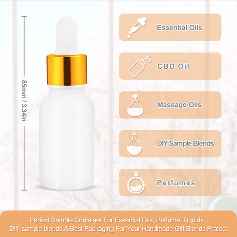 6 Pack Dropper Bottle for Essential Oils, 15ml Empty Liquid Holder with Glass Eye Dropper and Golden Caps