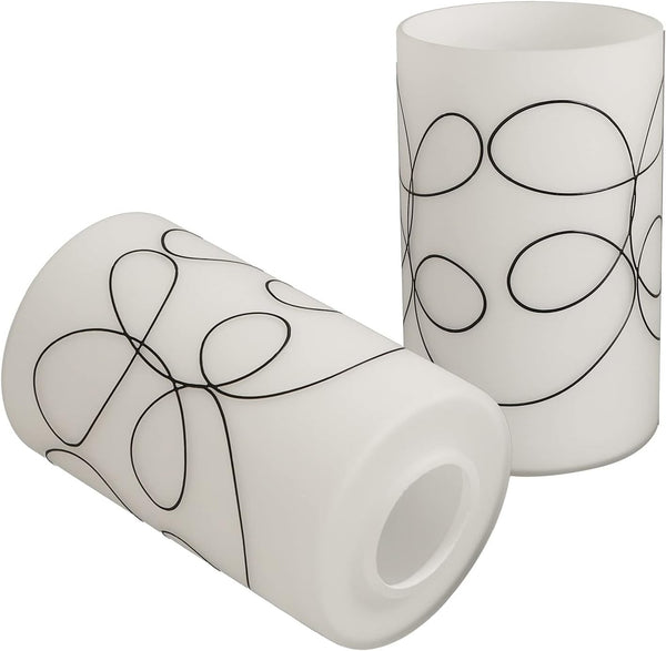 2 Pack Modern Line Style Glass Shade, Cylinder Light Fixture Replacement Globe