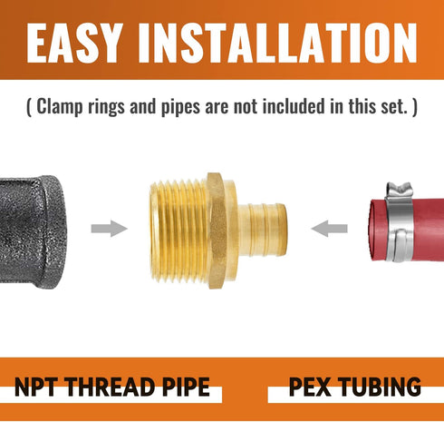 SUNGATOR 3-Pack PEX 3/4" x 1" NPT Male Threaded Adapter Crimp Fitting, No Lead Brass