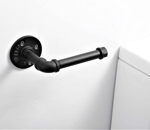 Industrial Style Toilet Paper Holder, Vintage Metal Iron Pipe Wall Mounted Towel Rack for Bathroom Kitchen (Rust Free,