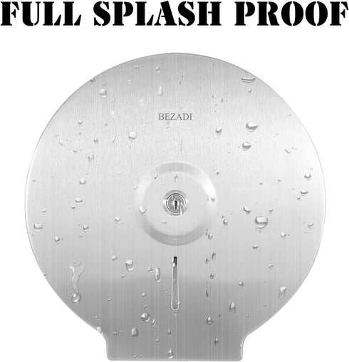 9 Inch Toilet Paper Towel Dispenser Wall Mount, Jumbo Roll Toilet Tissue Dispenser, Paper Key Lock Stainless Steel