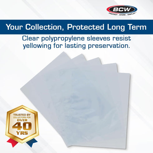 BCW Archival Quality Sheet Music Sleeves, 100 Pack, 9 3/8x12 1/4 in