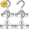 MIKEDE Heavy Duty Magnetic Hooks, 150Lbs+ Super Strong Neodymium Earth Magnets with Hook for Hanging - 4 Pack