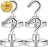 MIKEDE Heavy Duty Magnetic Hooks, 150Lbs+ Super Strong Neodymium Earth Magnets with Hook for Hanging - 4 Pack