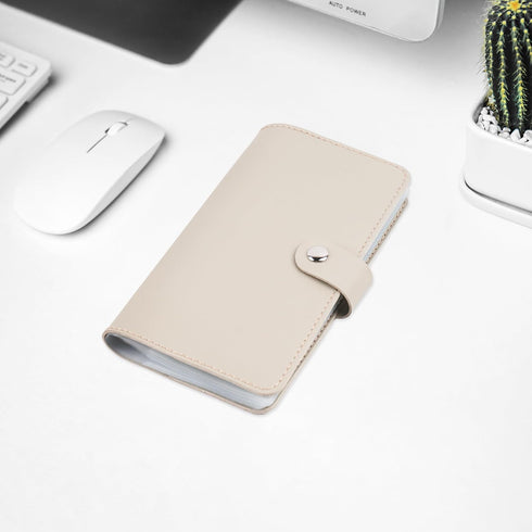 lizimandu Business Card Holder Book - PU Leather Organization Binder for Men & Women, Holds Up to 96 Cards (1-Beige)