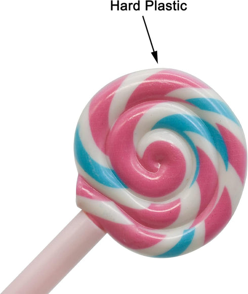 Maydahui 20PCS Rainbow Swirl Lollipops Shaped Rollerball Pens Black Gel Ink for School Office Home