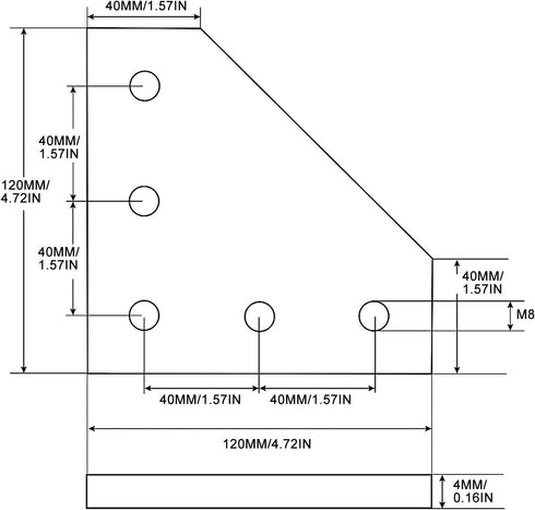 4040 Aluminum Extrusion Connector Bracket Set - 8PCS Joint Plates, 1Pcs M5 Wrench, 40Pcs M8 T-Slot Nuts, 40Pcs M8x16mm