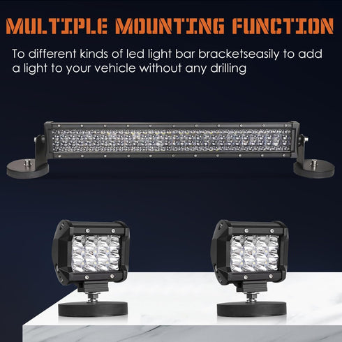 Hood1 Magnetic Light Bar Mount, Powerful Magnetic Base Mount Bracket for Bottom-Mounted Offroad LED Work Light Mounting