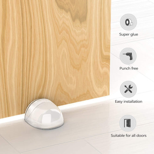 HAUSPROFI Doorstop, Self-Adhesive Door Stopper for Wall Protection, Door Buffer Floor Stop for Home and Office - Clear