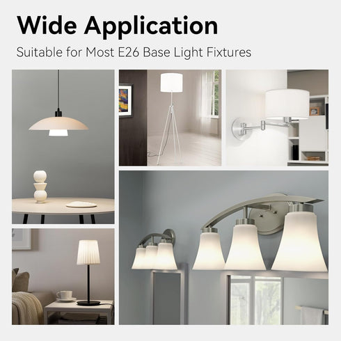 6 Pack Bulbs 60 4000K A19, 9W, E26 800 Lightbulbs Non-Dimmable, TJOY LED Light Watt Equivalent, Natural White Efficient