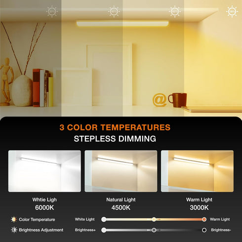 Dimmable Closet Counter Kitchen,Wardrobe,Shelf(20CM,White) Under Cabinet Lights Remote Control, Magnetic Lights,USB