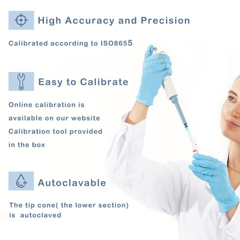 ONiLAB Adjustable Volume Single Channel Micropipette, 50-200ul for Laboratory Use