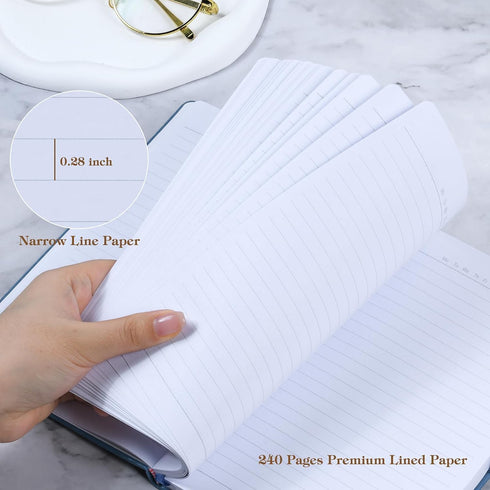 POPRUN A5 Lined Journal Notebooks, Leather Hardcover, Thick Notebook for Writing, 5.5 x 8.3 inch, 240 Pages, Yellow