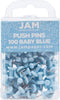 JAM PAPER Colorful Push Pins, Baby Blue Pushpins, 100/Pack