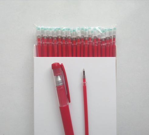 Gel Pens 0.5mm Refills, 50-Pack Red Gel Pen Refills, Easy Drying, Smooth Writing, Includes 1 Extra Pen