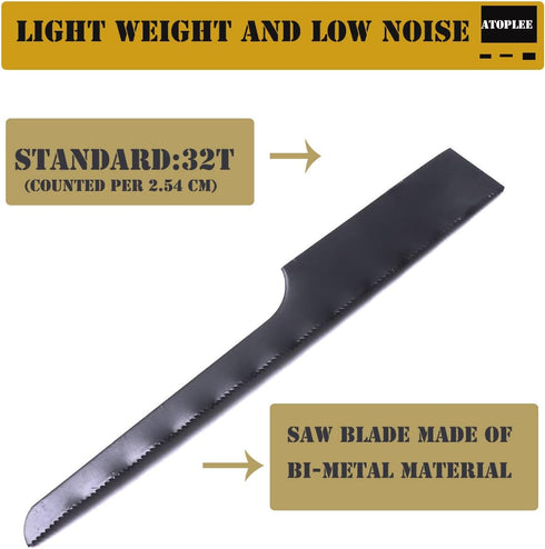 Atoplee 5pcs Reciprocating Saw Blades Tools (32T) for Air Body Saw Hacksaw