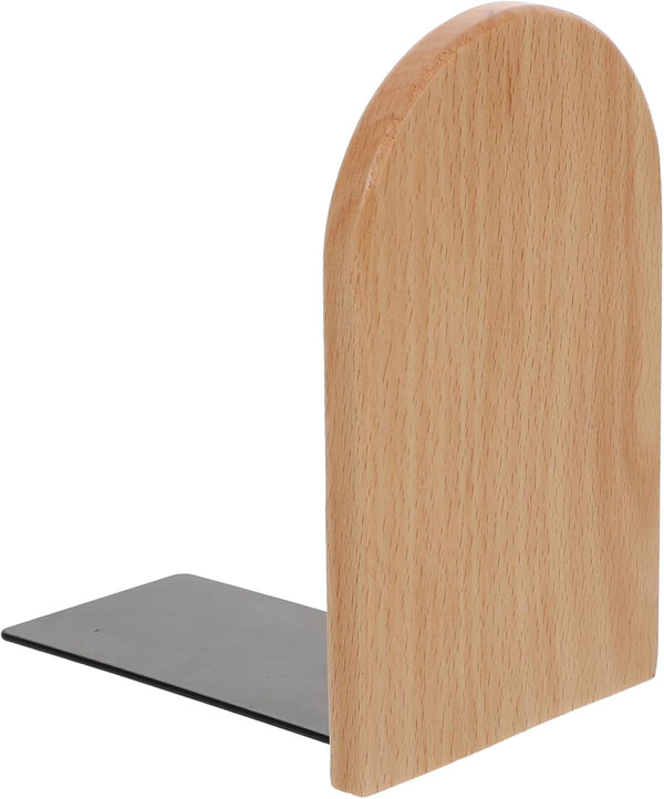 Cabilock Simple Wooden Bookend for Desk and Shelf Wood and Iron Book