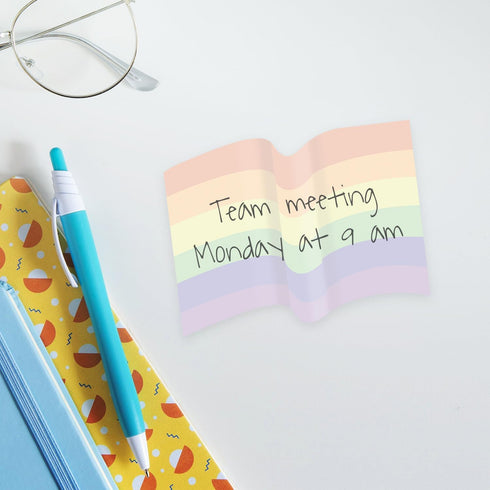 Gay Pride Flag Sticky Note Assortment | 4" x 3" Repositionable LGBTQ Love Notes | Set of 3 Rainbow Heart Flag Pads