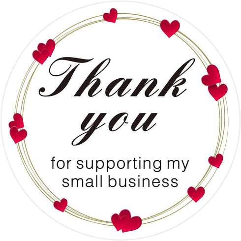 Jxuane 200 Pcs Thank You Labels, 1.5 Inch Red Heart Pattern Thank You