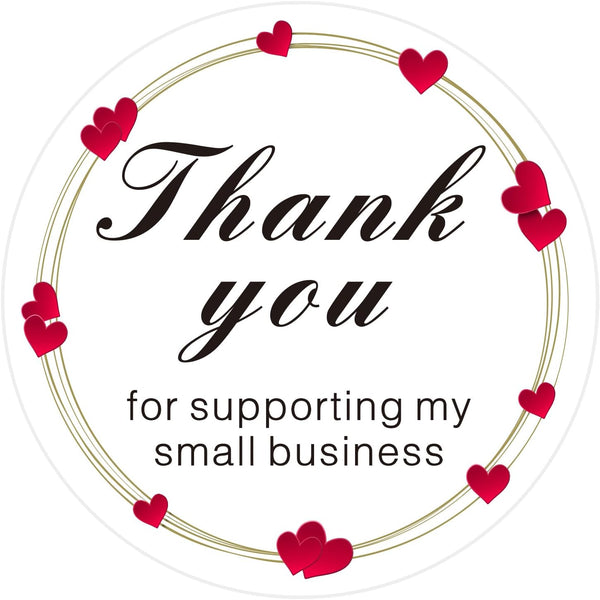 Jxuane 200 Pcs Thank You Labels, 1.5 Inch Red Heart Pattern Thank You