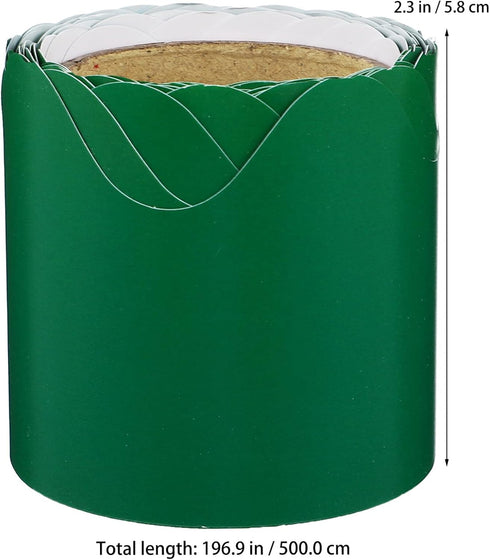 Chalkboard Border 16Ft Bulletin Board Borders, Green Scalloped Rolled Border Trim for Classroom Décor