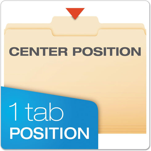Pendaflex File Folders, Letter Size, Manila, 1/3 Cut, 100/BX (752 1/3-2)