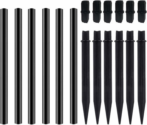 Flame Lamp Extension Kit - Ground Stake and Joint Connector to Make Solar Flashlight Torch Taller, 6 Sets