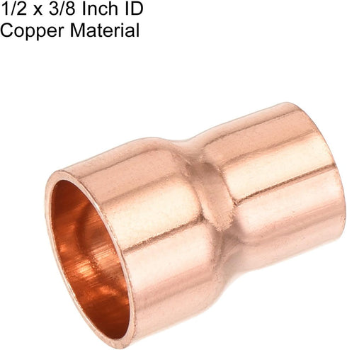 MECCANIXITY Reducing Copper Coupling Fitting, 1/2 x 3/8 Inch ID for HVAC Refrigeration Adapter, Pack of 2