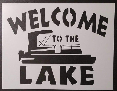 Reusable "Welcome to The Lake" Boat Stencil 8.5" x 11" - Custom Lakeside Design for Cozy Crafts