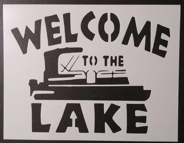 Reusable "Welcome to The Lake" Boat Stencil 8.5" x 11" - Custom Lakeside Design for Cozy Crafts