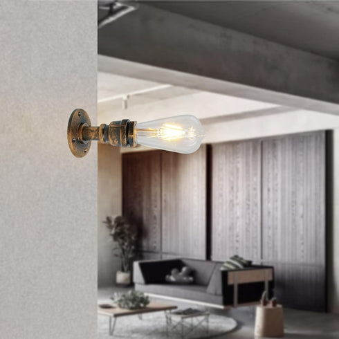 Bulb UKCOCO Rustic Wall Mounted Light Vintage Iron Pipe Wall Sconce for Bedroom and Hallway Retro Industrial Style