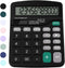 Office Desk Calculator, Cute Dual Power Basic Calculator with Big Button Large Display for Kids and School (Black)