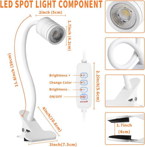 EAGLOD LED Clamp Light, Portable Clip Light with 3 Brightness, USB Plug, 360 Flexible Gooseneck for Night Reading