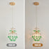 Stylish Mini Crystal Chandelier with Golden Finish and Green Shade