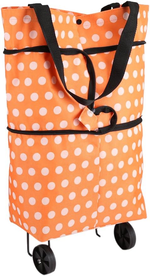 Ciglow Shopping Bag, Oxford Cloth Reusable Shopping Bags with Wheel Rolling Dual-Purpose Foldable