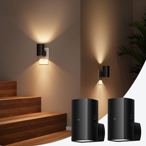 2 Pack 0-100LM Dimming Brightown Night Lights Plug Into Wall, Modern Night Light with Rotating Plug, Dusk to Dawn