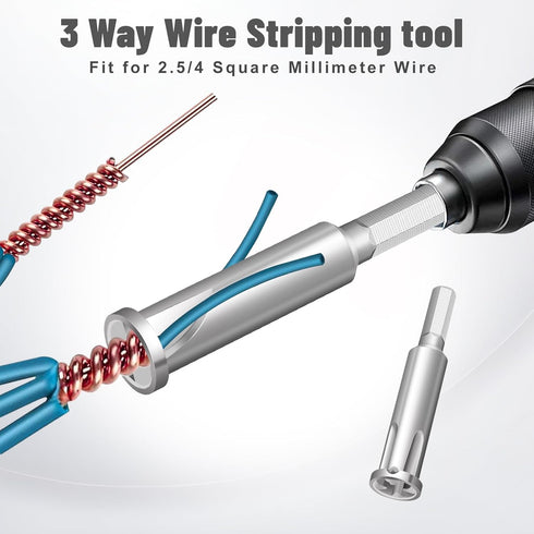 4 Pcs Wire Twister Tool for Drill, Wire Nut Twister and Stripper Tool Connector Driver with 1/4" Chuck
