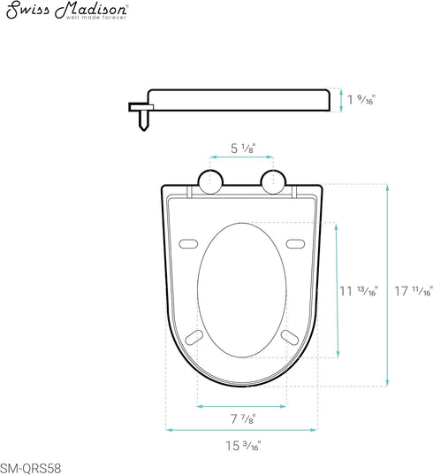 SM-QRS58, Swiss Madison Well Made Forever Quick-Release UF Seat for St. Tropez Vortex flush Toilets, White