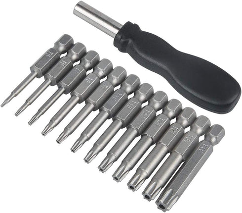 12 Pack Torx Head Screwdriver Bit Set, DanziX 1/4 inch Hex Shank T5-T40 S2 Steel Security Tamper Proof Tool Kit