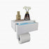 Generic Toilet Paper Holder with Built-in Storage Drawer | Glossy Plastic Bathroom Organizer | Dual-Mount
