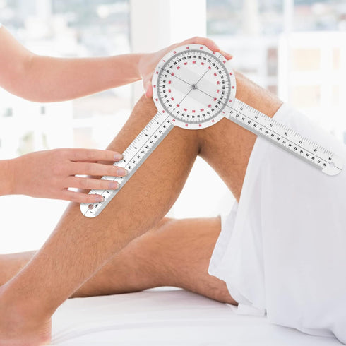 Prasacco 12 Inch Goniometer, Transparent Orthopedic Angle Ruler, 360 Degree Goniometer Protractor for Body Measuring